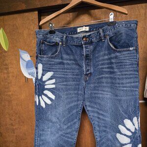 Madewell The Dean Easy Straight Shibori dye Jeans size 33 Altered
